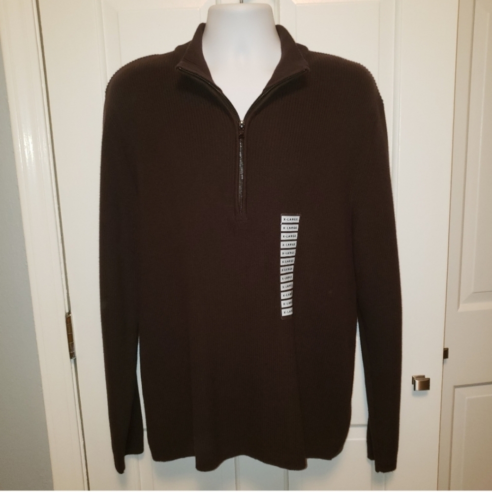 Calvin Klein Sweater Quarter Zip Brown Size XL NWT